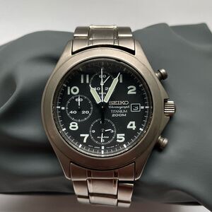 Seiko Chronograph Titanium 200M Watch 7T62-0BZ0 Japan Alarm 39mm New Battery